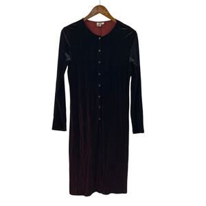 Vintage Max Studio Red Velvet Duster Cardigan Medium Button Front Witchy Goth